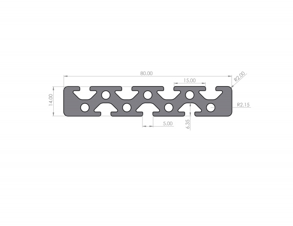 Aluminum profile 14x80 groove 5 I-type